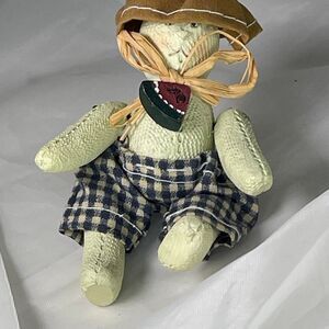 Vintage Scarecrow cottage core primitive jointed brooch.